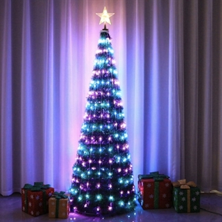 Foldbart juletræ med  lyskæder - multifarvet lys